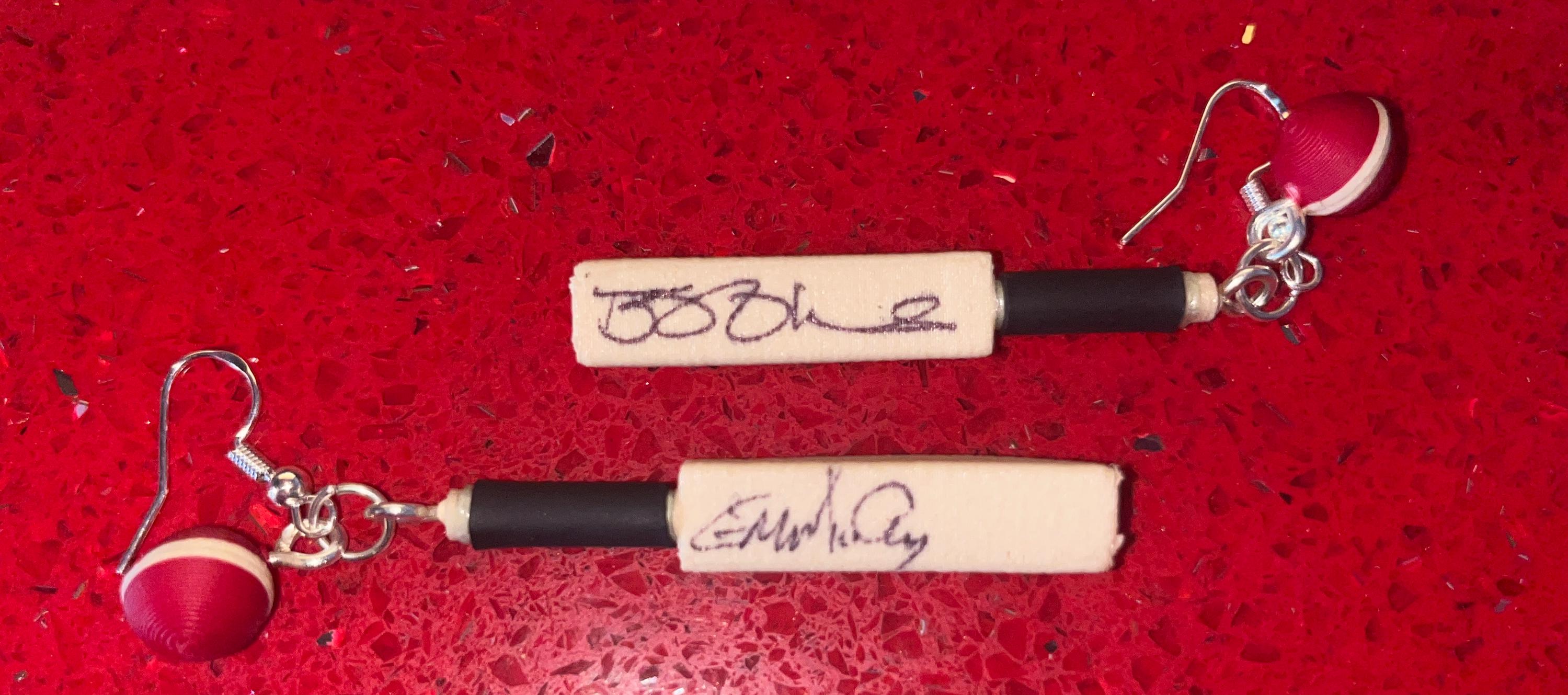Cricket Earrings   Signed By Ben Stokes And Emilio Gay